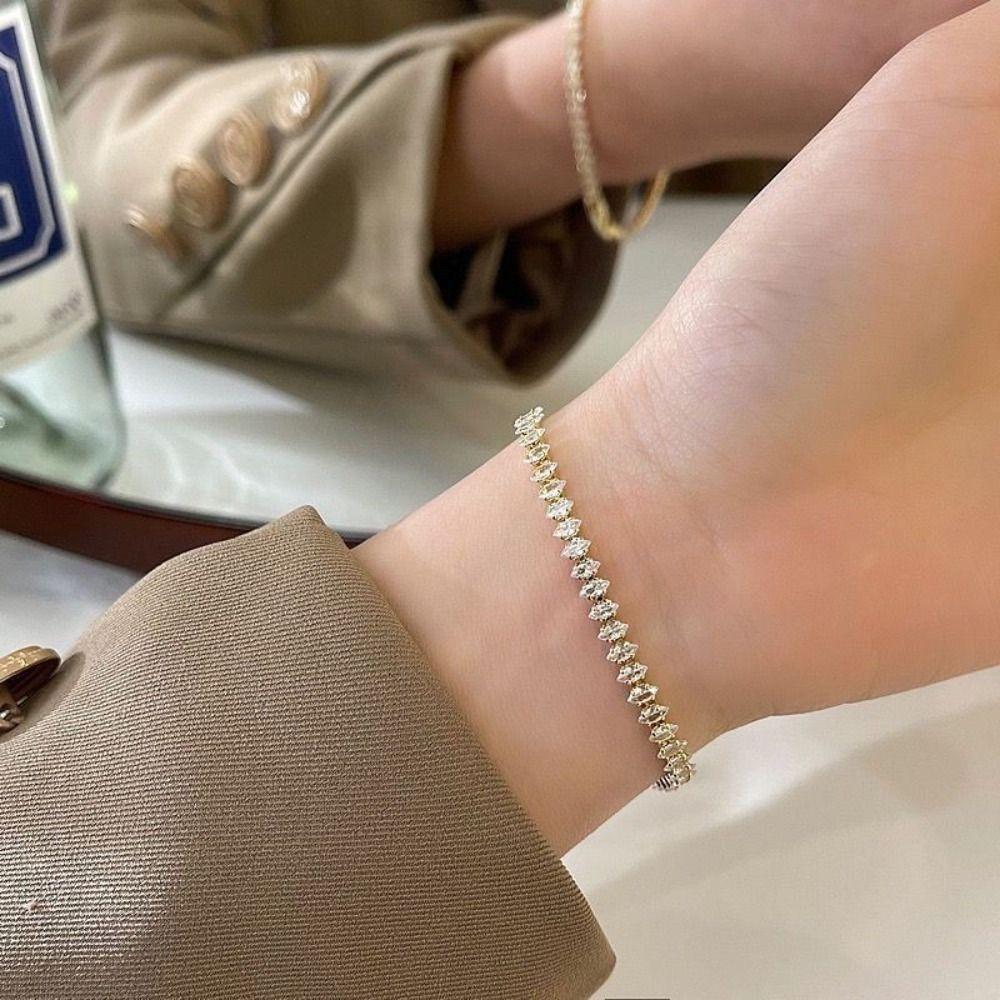 Gold Silver Sparkling Bracelet Rhinestone Diamond Bracelet Zircon Chain Bracelet  For Gala Dinners