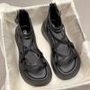 Women Sandals Summer Thick Soles Woven Versatile Back Zippered Casual Street Style