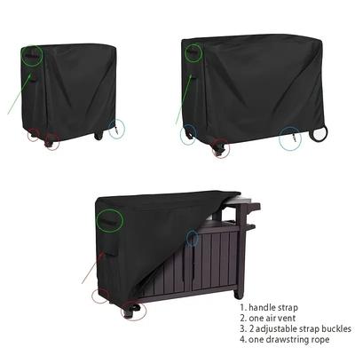 Adjustable Double Shelf Outdoor Dining Table Cover - Patio Bar Cart & Pizza Oven Cover for Grill, BBQ, Garden, Balcony