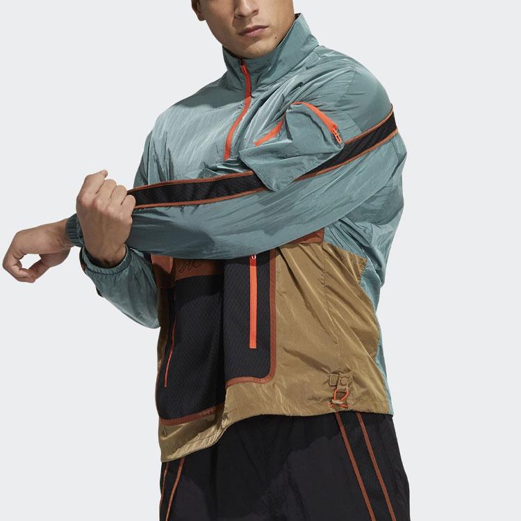 Adidas Sports Stand Collar Half-Zip Jacket Green/Black/Orange Men's GP0845