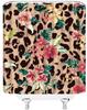 Leopard Flower Shower Curtain Retro Leopard Print Mixed Pink Flowers Creative Bathroom Home Decorative Shower Curtain 12 Hooks,