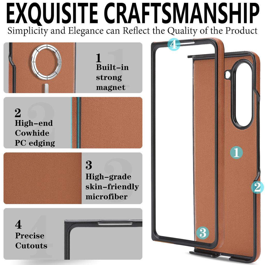 2-In-1 Two-fold Wallet Leather Phone Case for Samsung Galaxy Z Fold 7 ZFold 6 5 4 3 Wireless Charging Magnetic Card Holder Cover