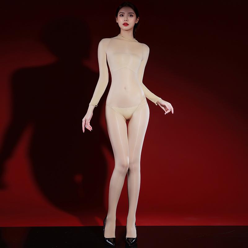 Xiyue 8D Oily Fun One-Piece Temptation Seamless Tight Wrapping Five-Finger Stockings Clothes Black Silk Full Body Socks