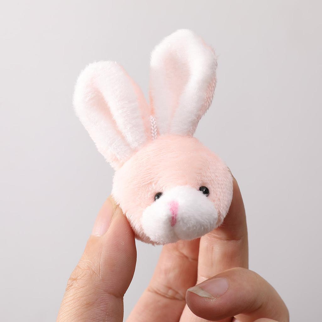Little 2Pcs Bears Plush Stuffed Toy Doll Cartoon Mini Cute Soft Rabbit Head Plush Doll Duckbill Clip Decorative Accessories Gift