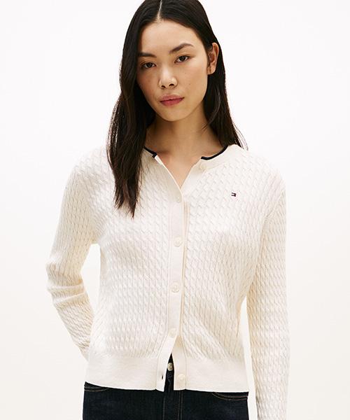Tommy Hilfiger Mini Cable Tipping Cardigan (T22G0Kcd030Wt20Ak)
