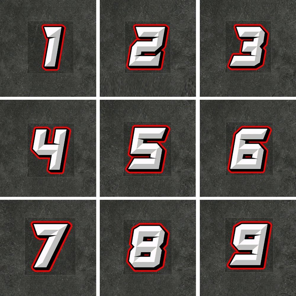 1X 0 To 9 Creative Fashion Arabic Numbers Racing Number Helmet Racing Vinyl Decals Universal Motorcycle Accessories Sticker