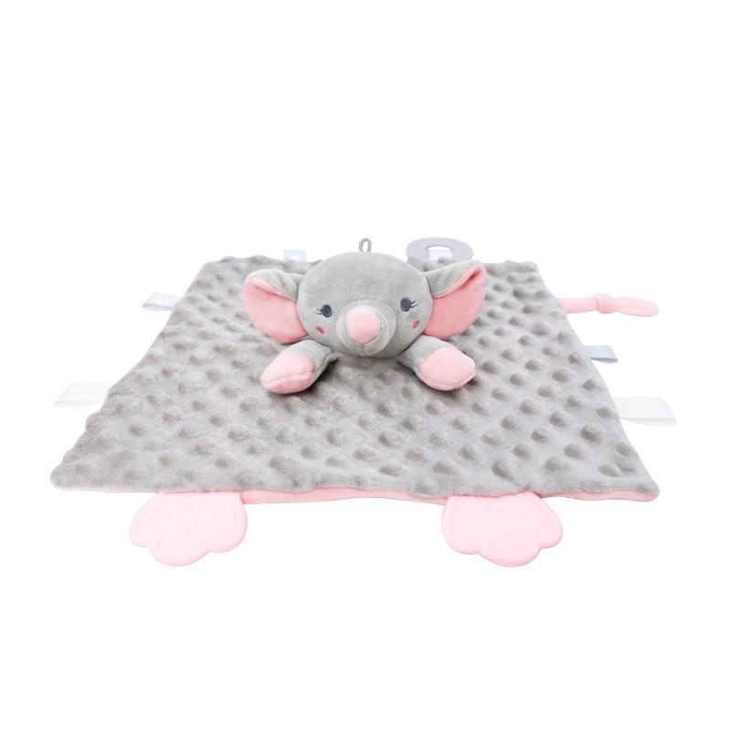 BBSKY Baby Animal Plush Toy: Cartoon Soothing Towel & Silicone Teether Rattle