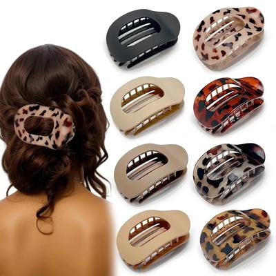 Modny owalny klips do włosów dla kobiet Nowy design Leopard Matowy Zakrzywiony Płaski Stylizacja Spinki Akcesoria do włosów