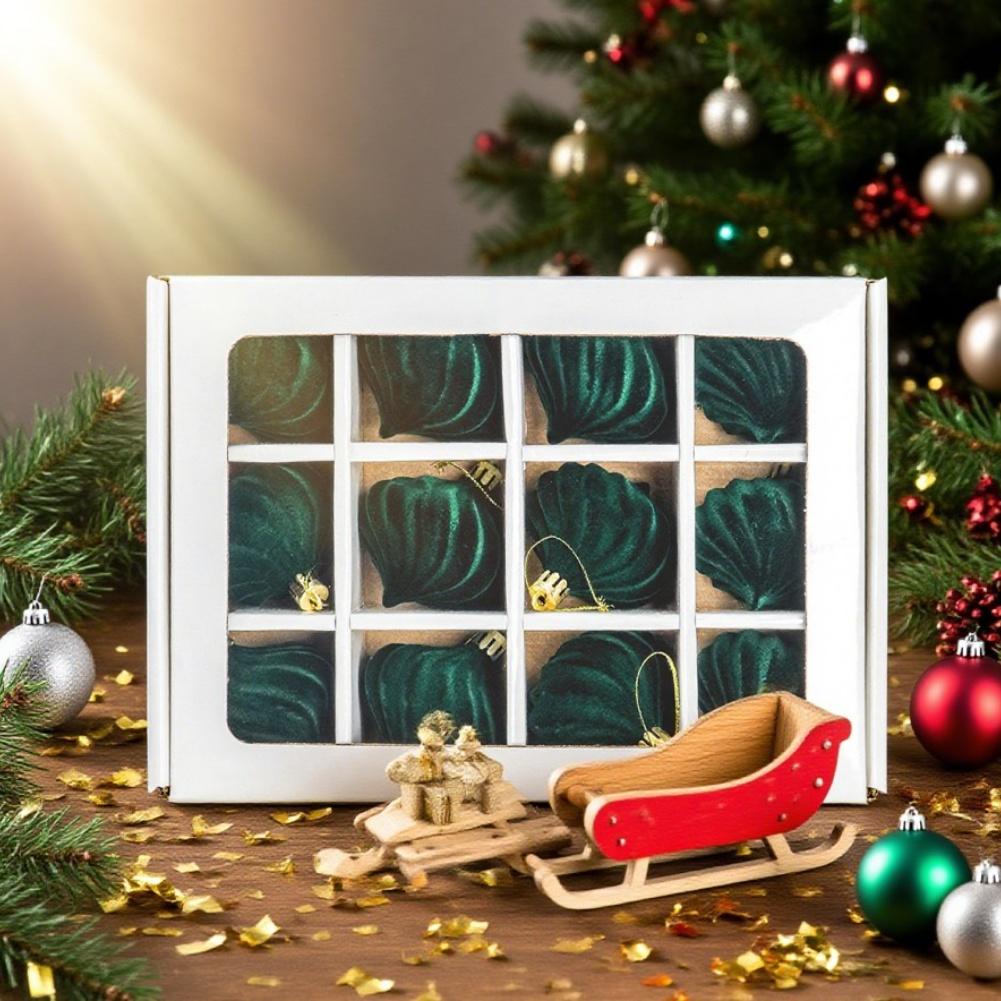 Plush Christmas Ornaments Set with 12 Onion Shaped Balls Designed for Elegant Holiday Tree and Home Decoration