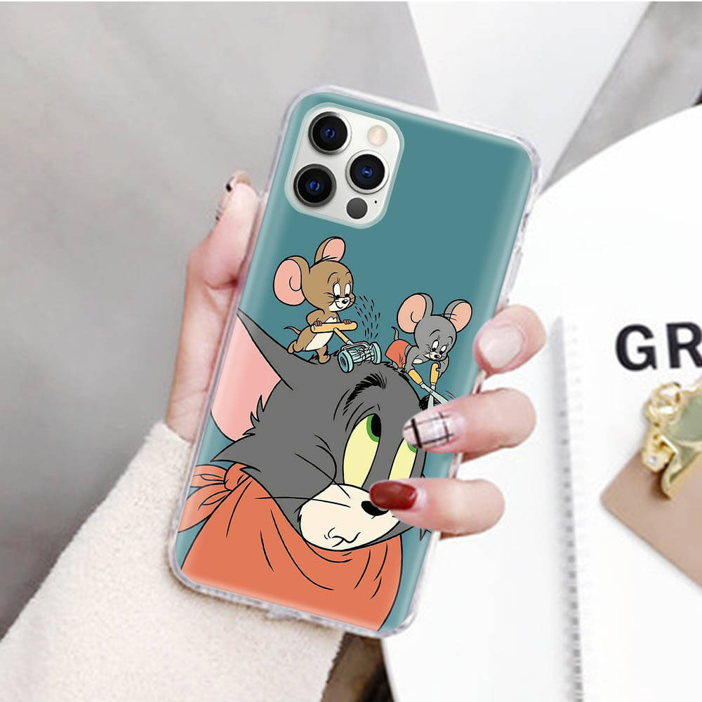 JT49 Tom and Jerry Transparent Case for Samsung A04 A14 A23 M33 M53 Realme 10 9 C35 C55 VIVO Y02 X80 Infinix Hot 30 Note 11 Tecno Spark 8P Pro