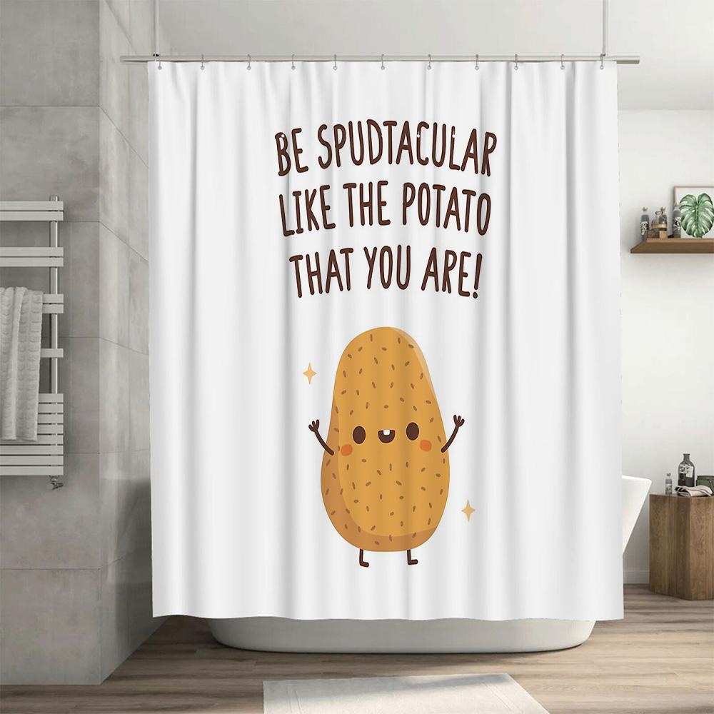 Cute Potato Shower Curtain Farmhouse Kitchen Decor Funny Vegetable Bathroom Set Washable Liner