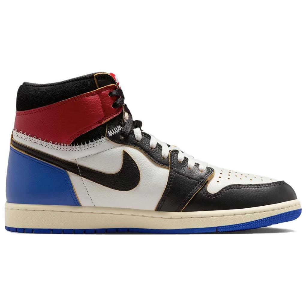 Jordan X Union X Fragment Design Air Jordan 1 High-Top Vintage Basketballschuhe Unisex Schwarz Weiß Blau IO7847-002