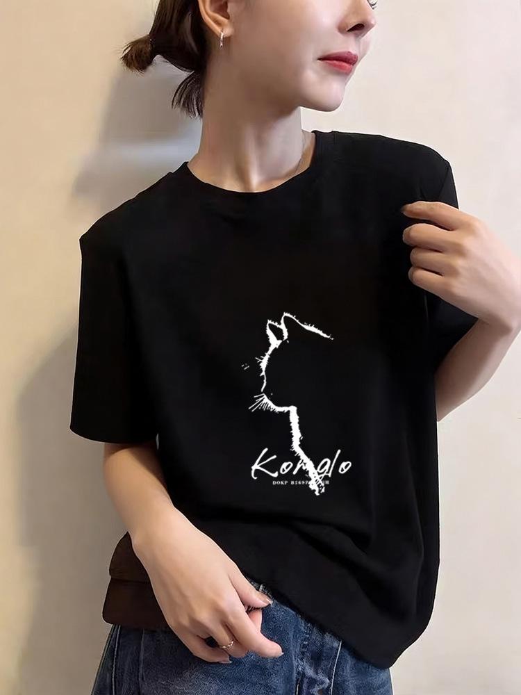 2026 Women's Regular Fit Pure Cotton Short Sleeve T-shirt - White, for Spring, Summer, Autumn