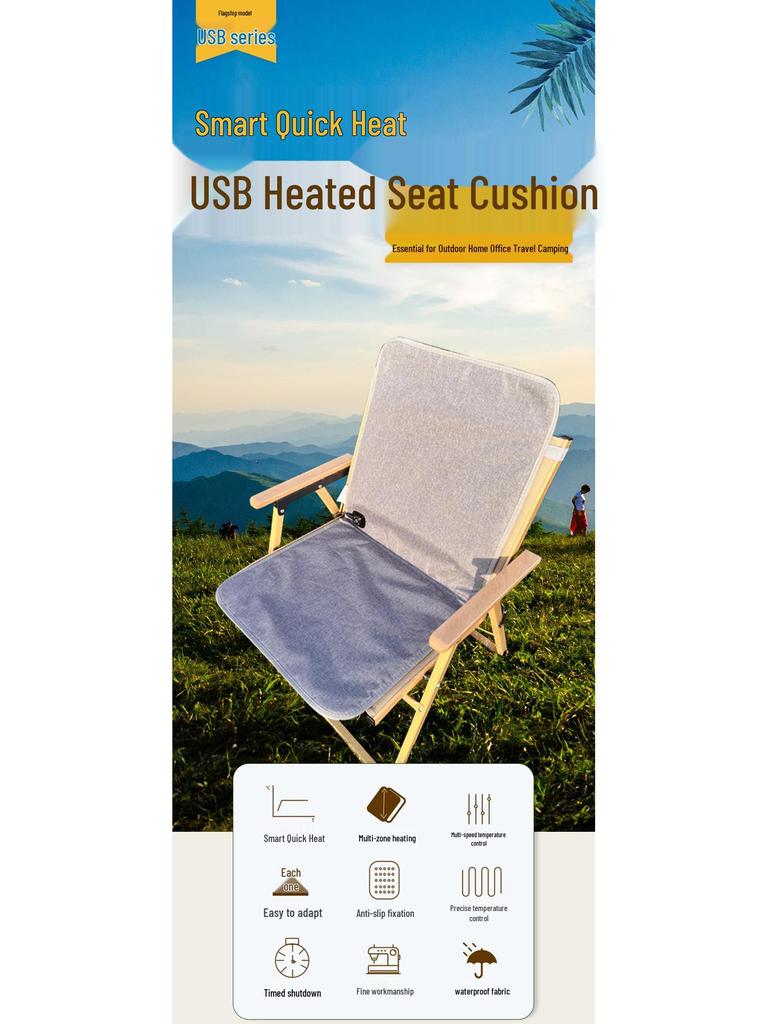 USB Heated Seat Cushion - Electric Winter Heating Pad for Office, Car, and Outdoor Chairs