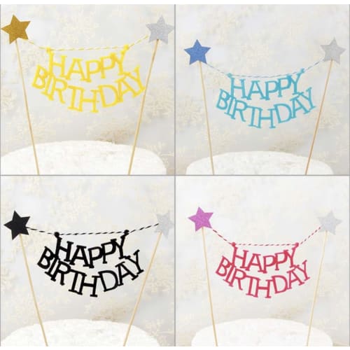 Party Park Cake Decoration Garland, Birthday HAPPY BIRTHDAY Cake Topper Decoration, Celebration (Blue)