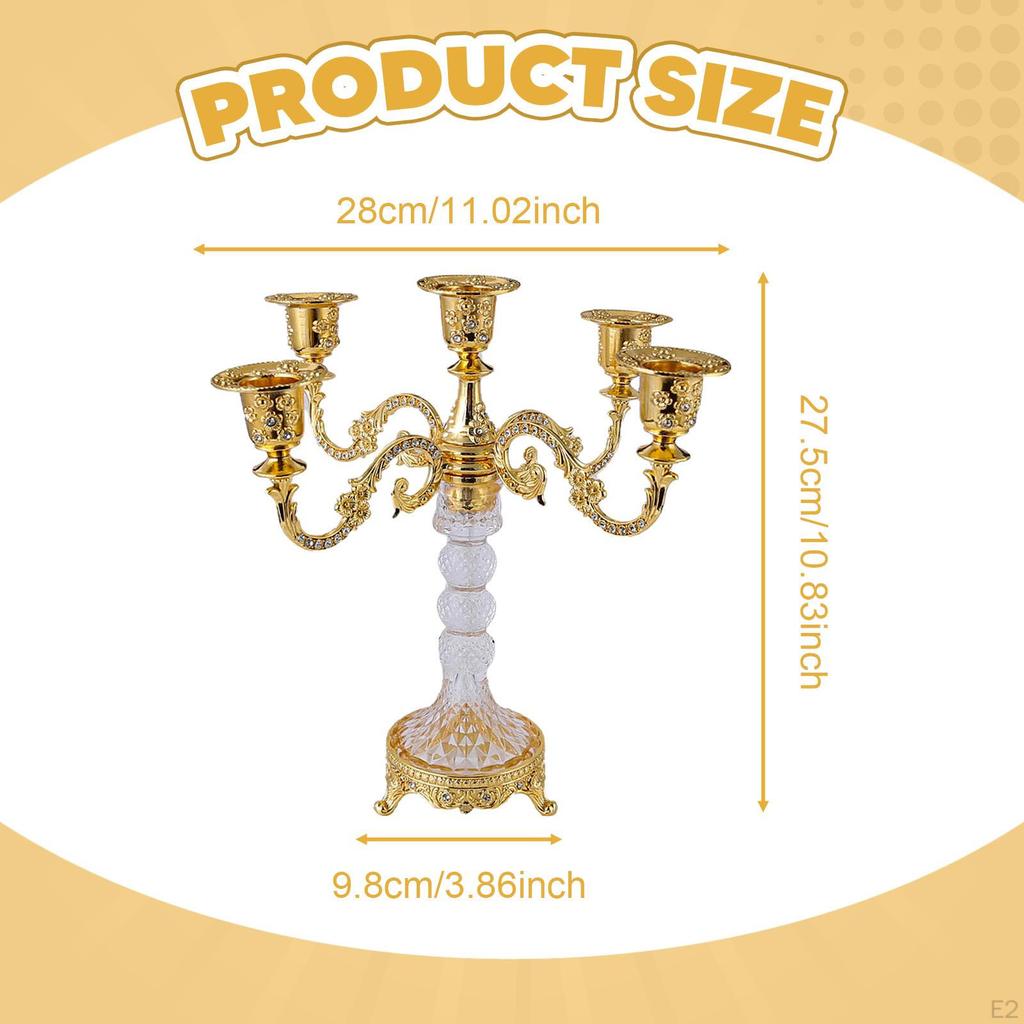 5 Arm Candle Holder, Candelabra, Modern Decorative Table Centerpiece, Stand for Bar, Dining