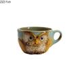 Painted Owl Mug Ceramic Cups Afternoon Tea Teacup Milk Fruit Juice Container Cartoon Owl Relief Coffee Cup Mugs with Lid