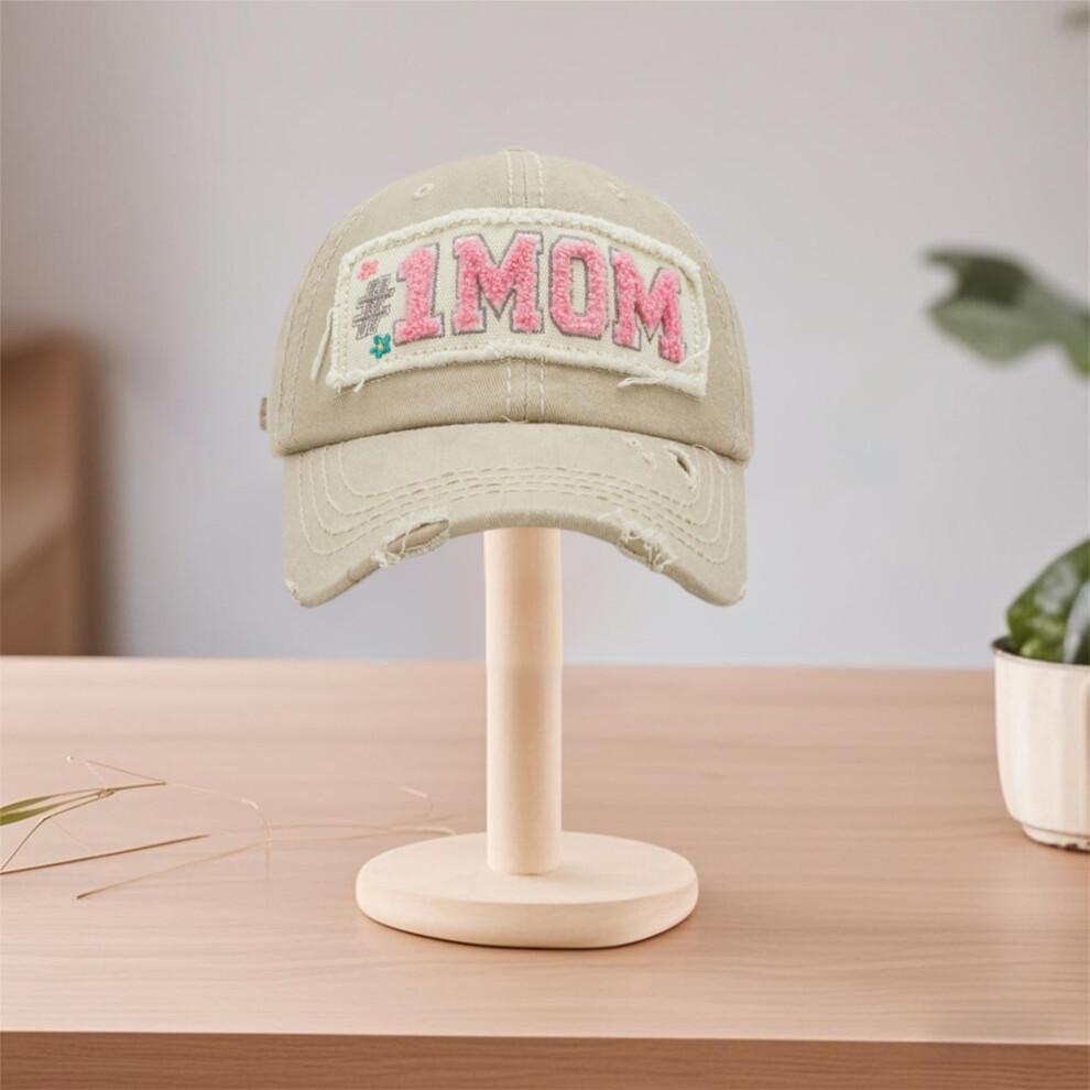 (L, Khaki) Women Mother's Day Sun Hat Breathable Sun Protection Letter Embroidery Baseball Hat Holiday Outdoor Travel Cap