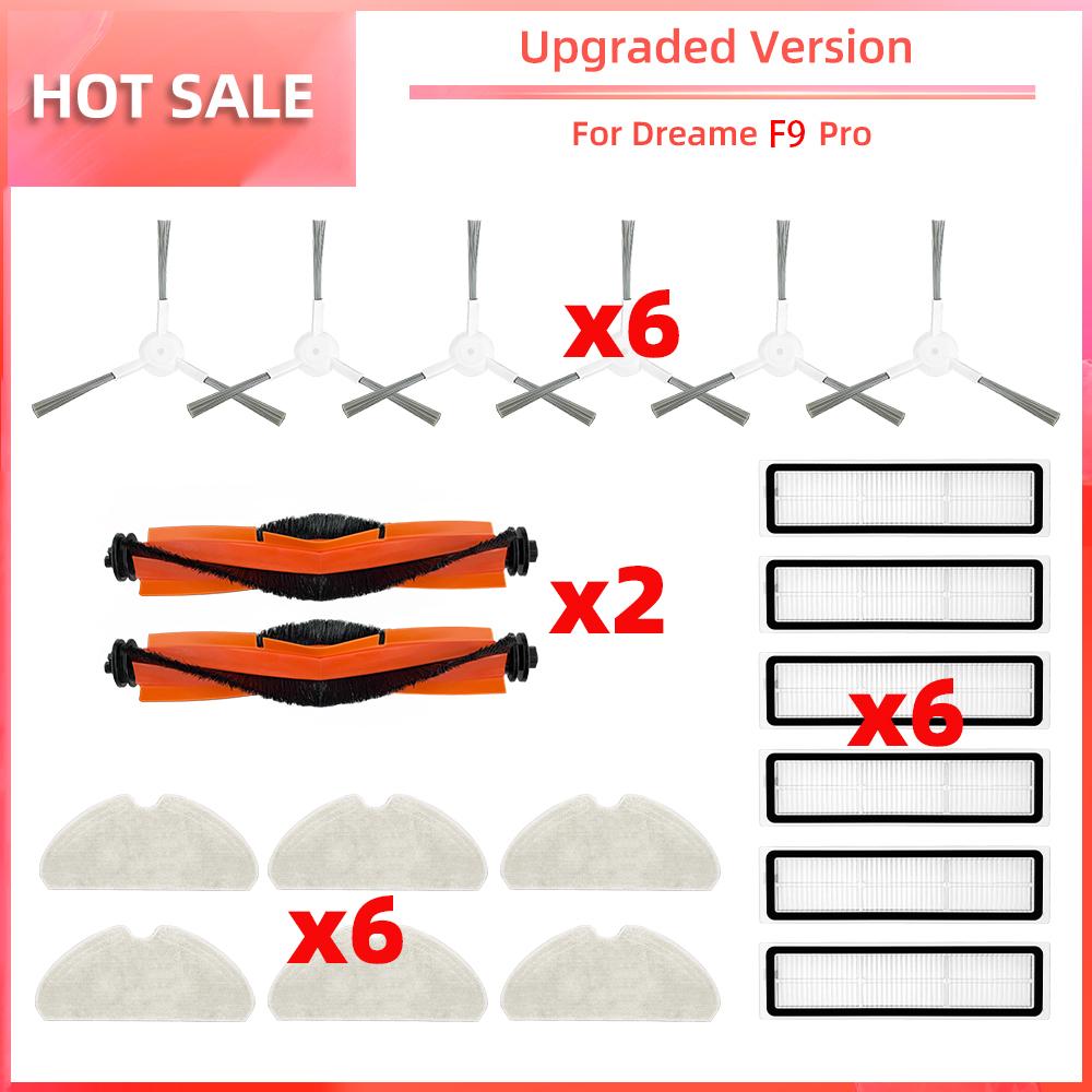 Compatible for Dreame F9 Pro Robot Vacuum Replacement Main Side Brush HEPA Filter Mop Pad Spare Parts Accessories