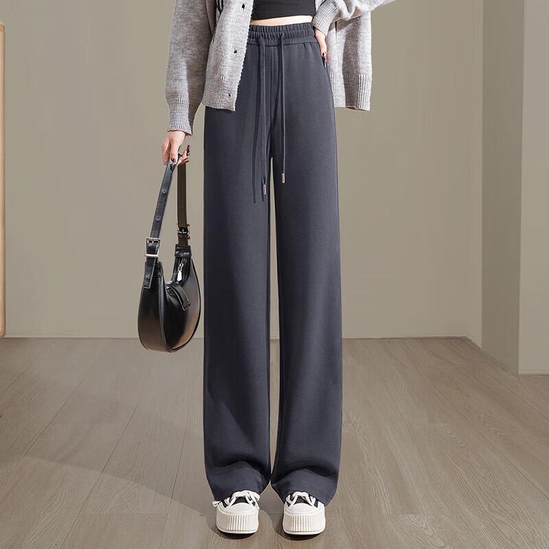 Women s High-Waist Drape Straight-Leg Casual Pants L