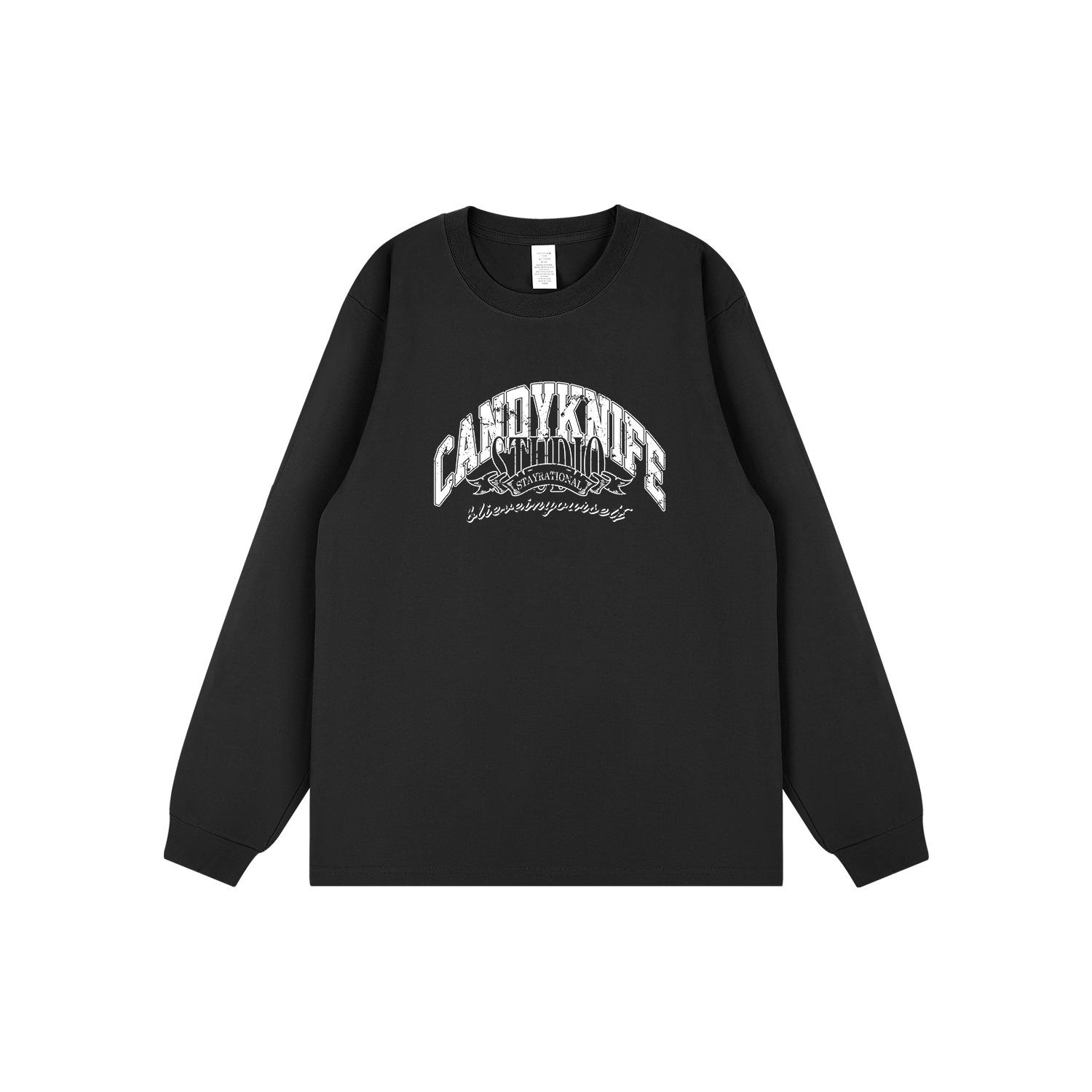 

Hong Kong Style Retro Logo Sweatshirt - Versatile Autumn/Winter Couples Long Sleeve T-shirt 2XL білий