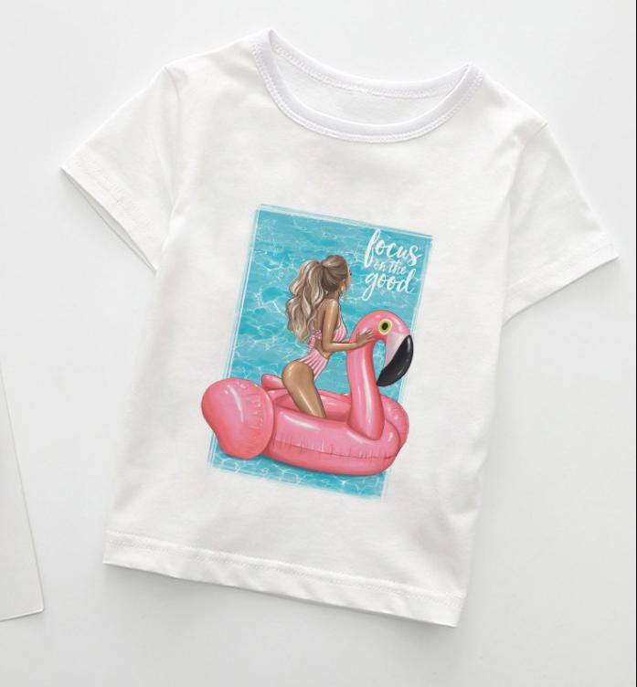 Summer Boys  Kids Fashion Girl Tshirts Casual Wear Lovely Cozy Boys T Shirt Round Neck Polyester Fabric Girls Clothes