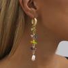 Trendy Irregular Stylish Geometric Earrings With Colorful Stones For Women