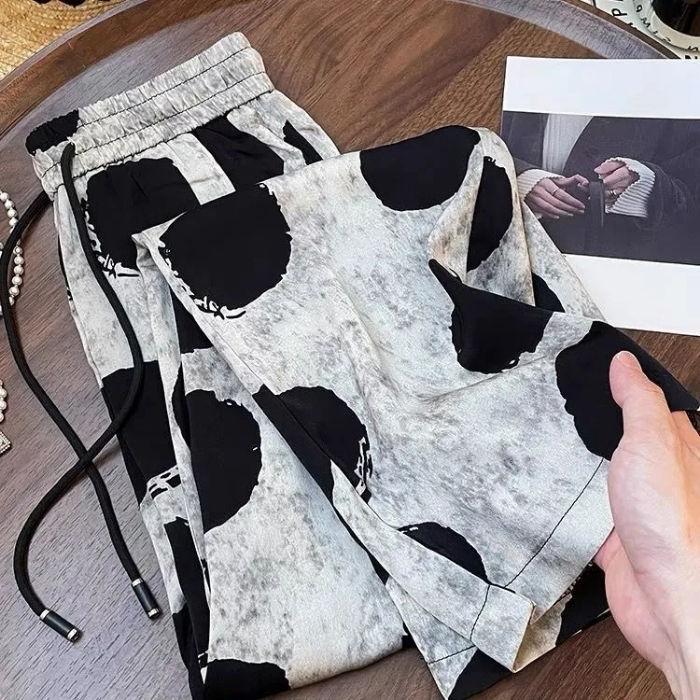 

Брюки широкие женские летние из тонкого ледяного шелка с защитой от комаров и солнца S