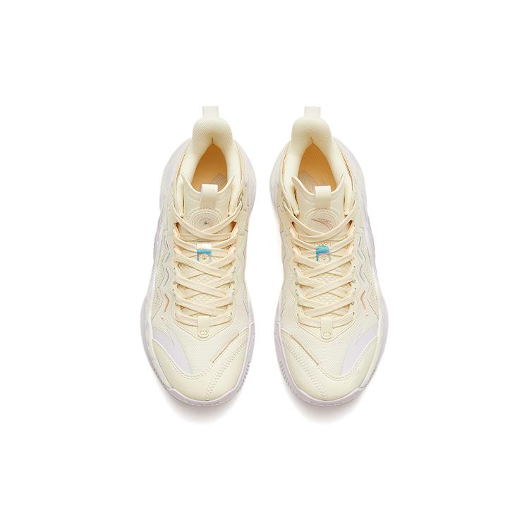 Anta Magic Cement Cushioning Slip Resistant Abrasion Resistant Low top Basketball Shoes Women's Beige Yellow 922321610S-2