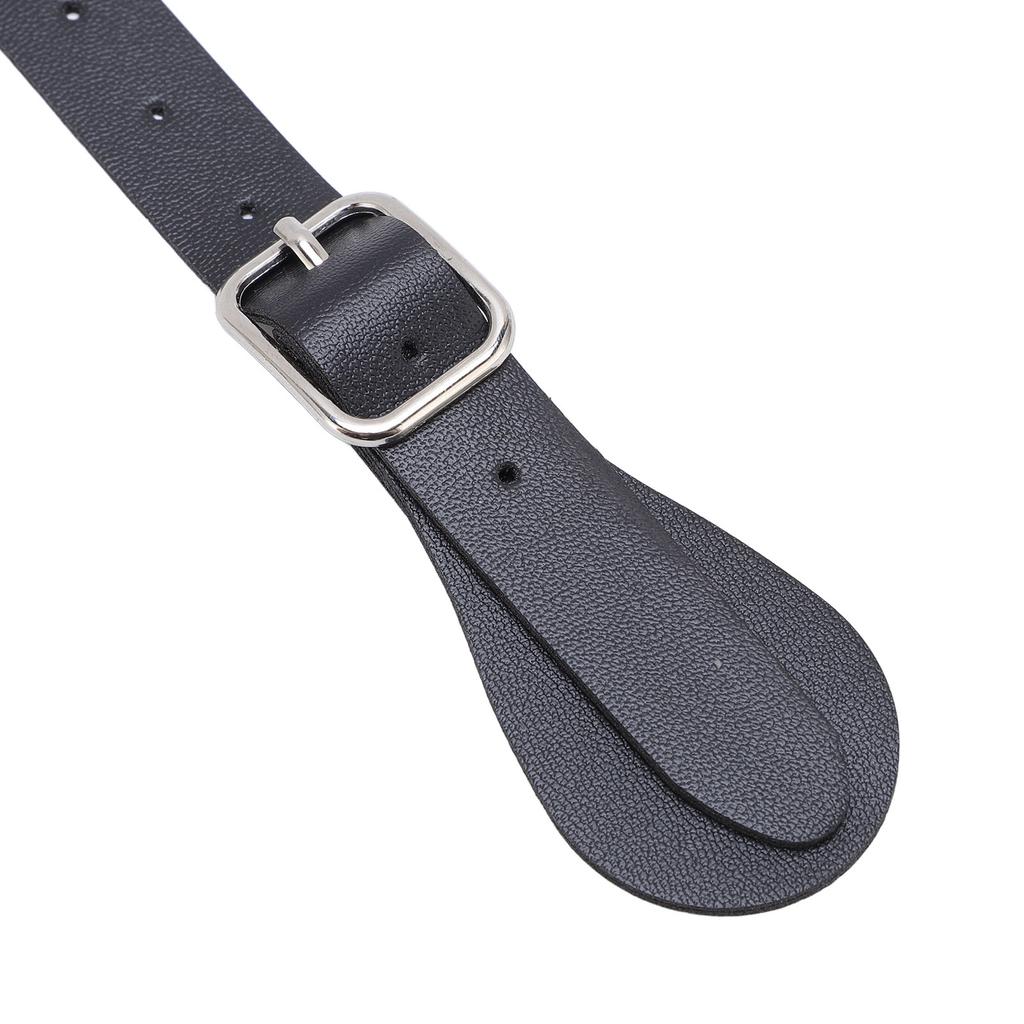Pair of Synthetic Leather Spur Straps Adjustable Length 22cm Long Western Cowboy Spur Holder for Equestrian Black