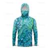Mens Quick-Dry Ice Silk Long Sleeve UPF 50 Sun Protection Hooded Fishing Shirt With Integrated Face Cover