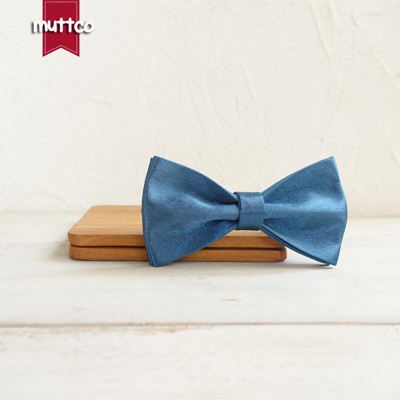 MUTTCO Double Layer Durable Dog Collar with Bow Tie - UBT-115 L океан синий