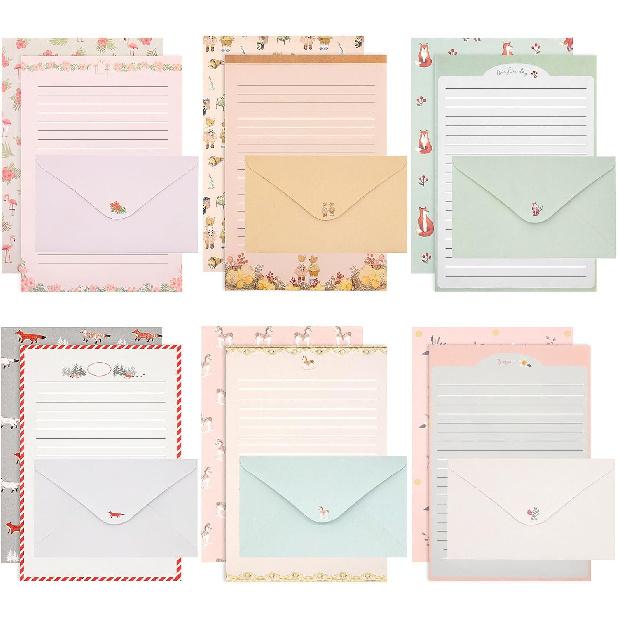 54 PCS Stationery Set with Envelopes,36 Writing Paper+18 Envelopes,Cute Lined Stationery Paper for Writing Letters Invitations Poem Office School