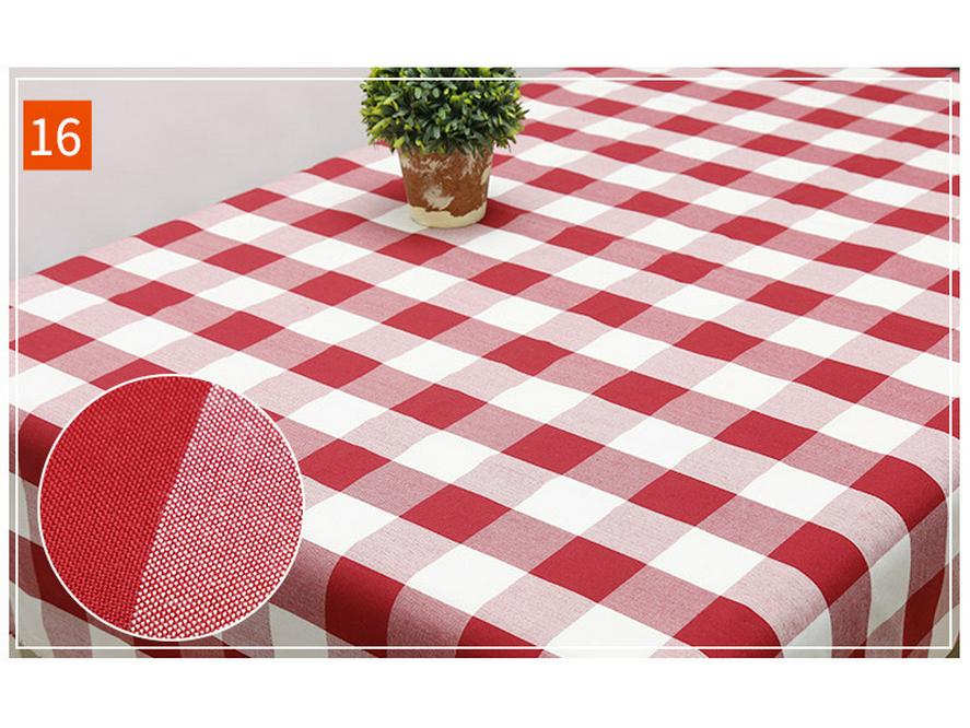 Plaid Cotton Linen Tablecloth and Cushion Fabric Set