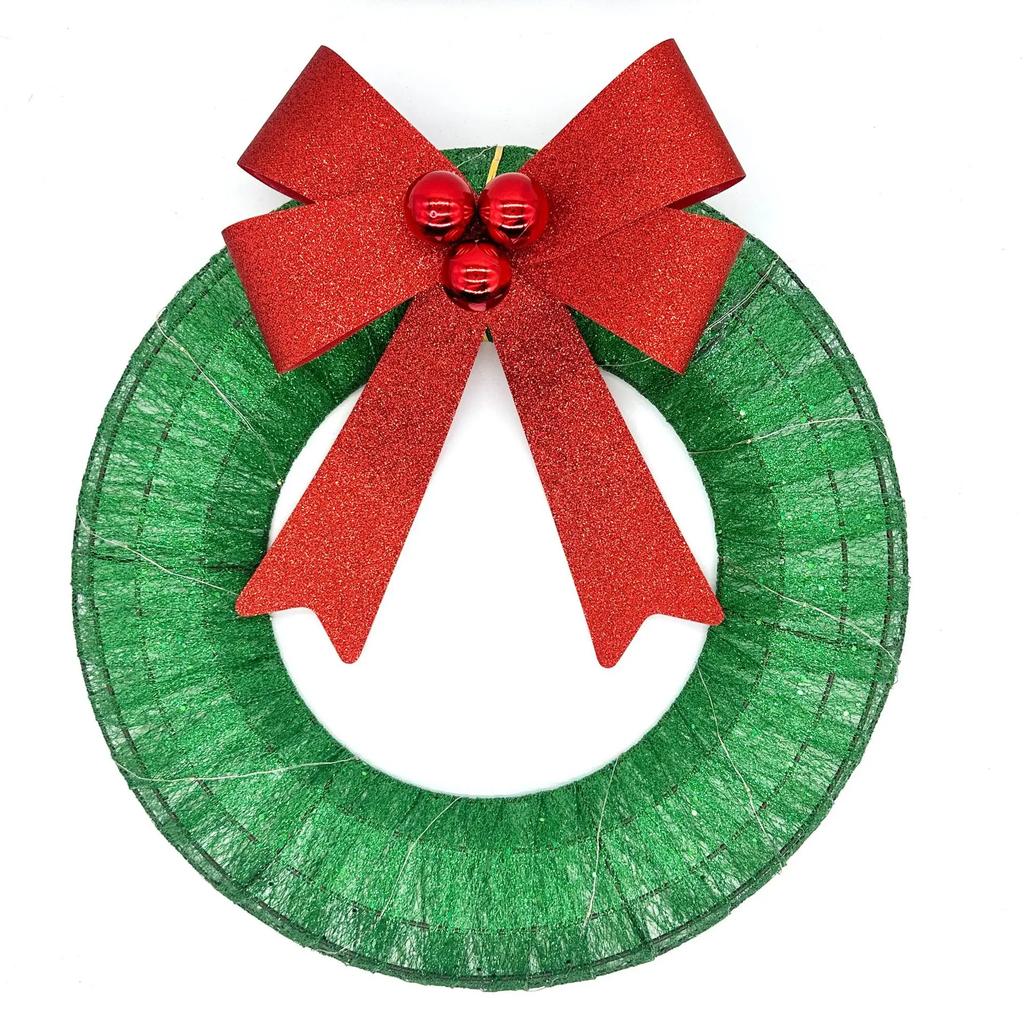 Creative Fashion Christmas Wreath Metal Luminous Wreath Led Warm Light Christmas Decoration Hot-Selling Door Pendant