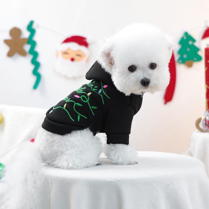 Pet Dog Cat Hoodie Christmas Helper Style Winter Warm Cotton Casual Clothing Small Breeds XS To XL