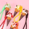 Simulation Ice Cream Cone Keychain Braided Lanyard Realistic Design Backpack Pendant Gift For Girls