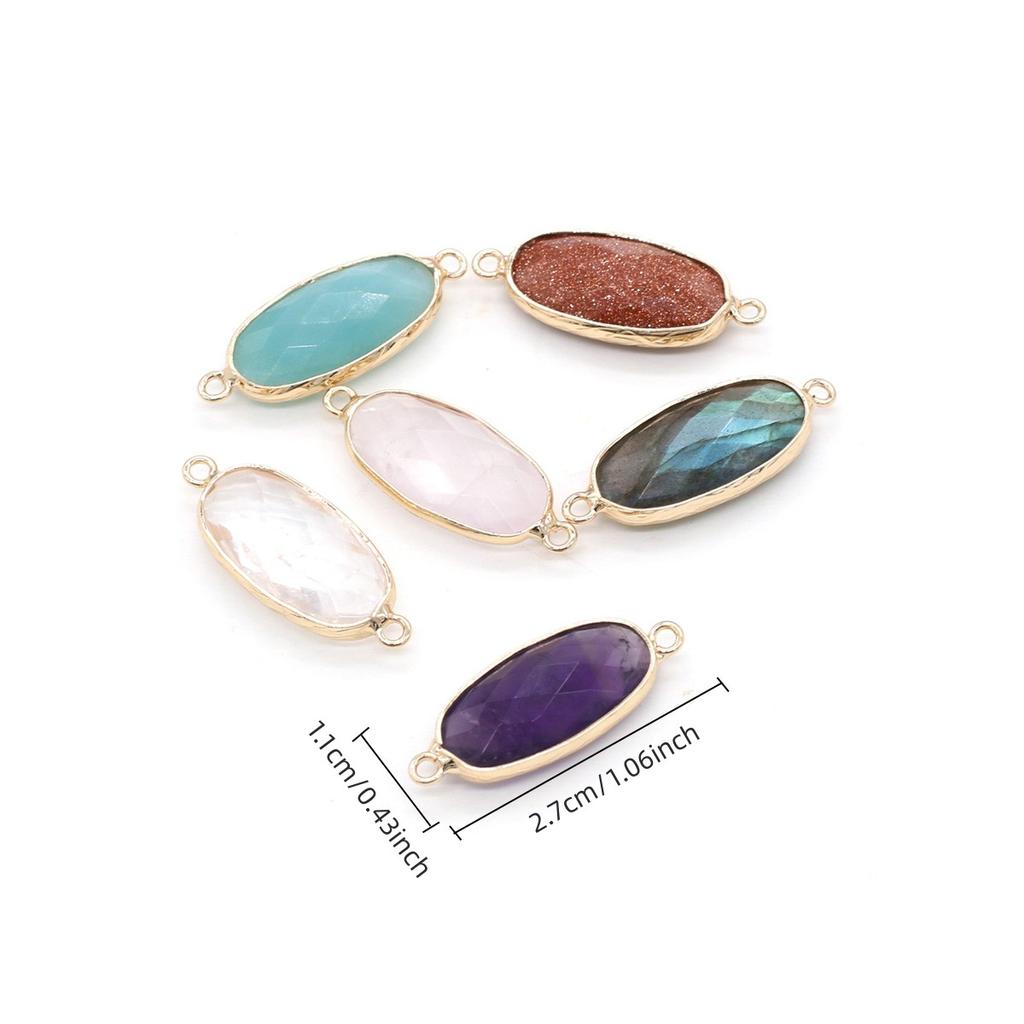 1/5 buc, Pandantiv Cristal de Vindecare Reiki Conector Oval, Energie Piatră Naturală Ametist Gemă Farmec Conector pentru Confecționare Bijuterii DIY Colier Brățară