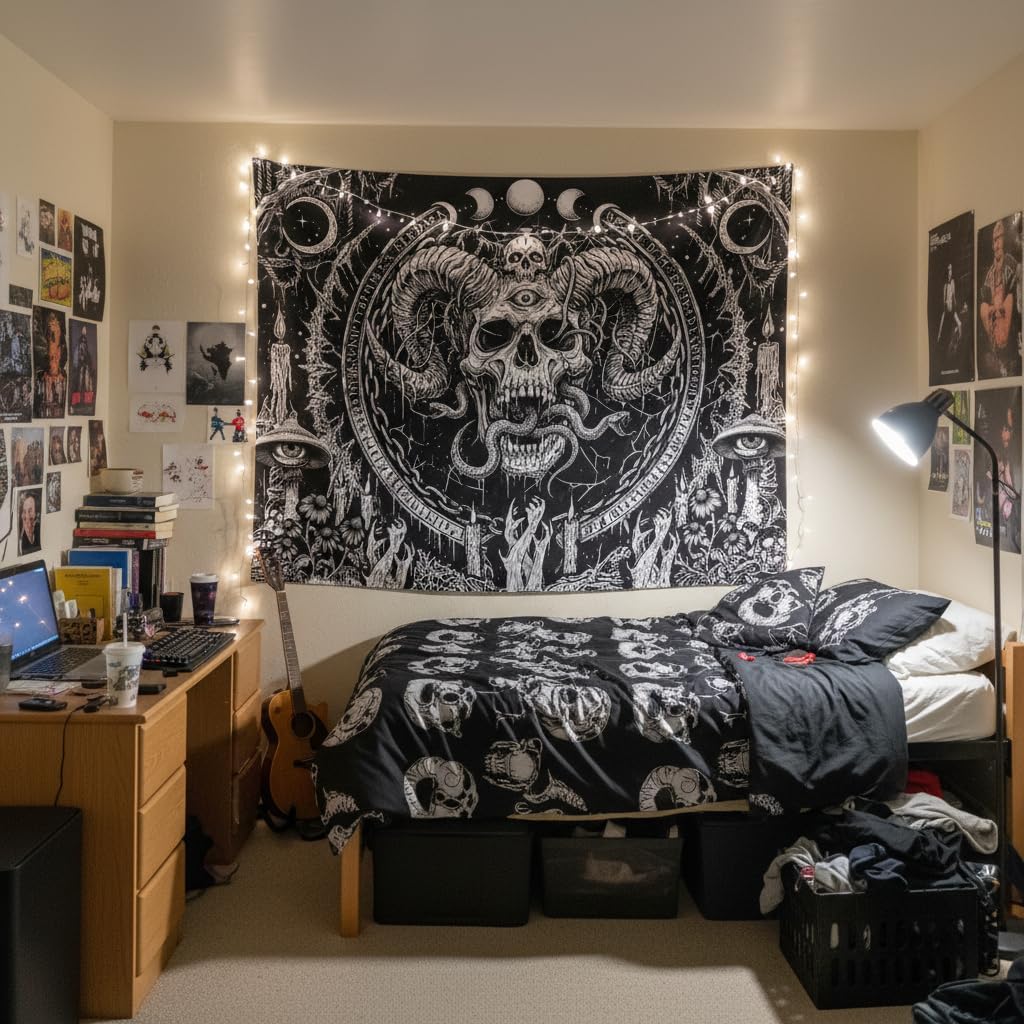 Accnicc Skull Gothic Skeleton Tapestry 60 x 44 Inch