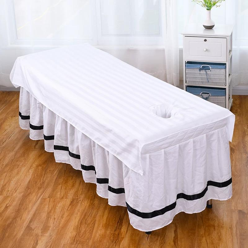 Silky Cotton Washable Wrinkle Resistant White Beauty Bed Sheet Beauty Salon Specific Single Piece Massage Bed Towel with Holes Easy To Dry Bedding