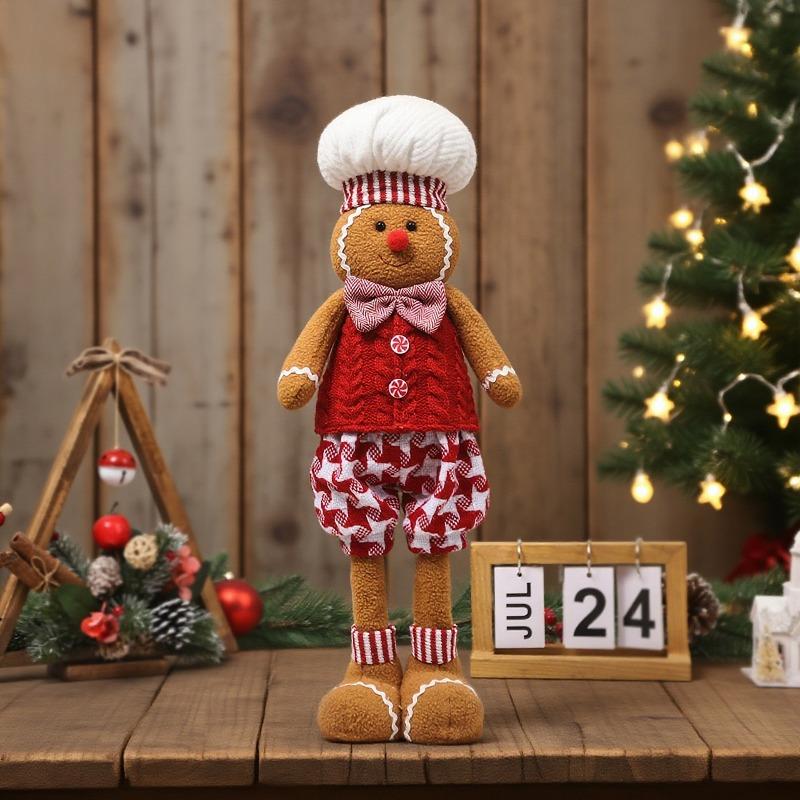 Christmas Gingerbread Man Expandable Doll Cartoon Character Decor with Retractable Design Cute Home Ornament forTabletop Display