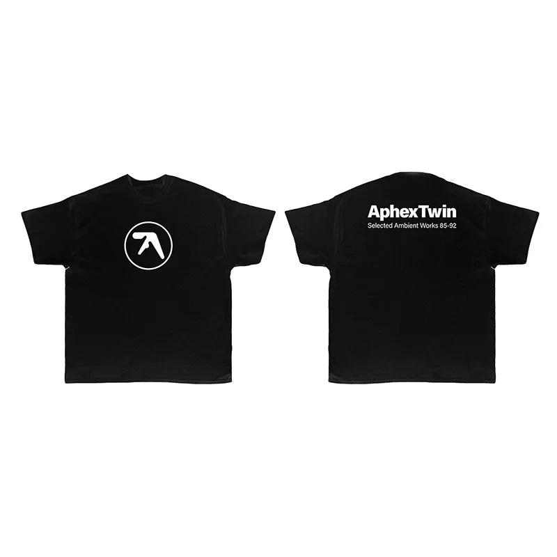 Men T-Shirt Aphex Twin Cotton Graphic Short Sleeve Tops Tees Y2k Oversized Korean Fashion Streetwear Aesthetic Harajuku Clothing