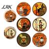 Halloween Theme Wall Art Retro Sign, Round Metal Decorative Vintage Style Plaque Rustic Decor for Living Room Party Decoration Home