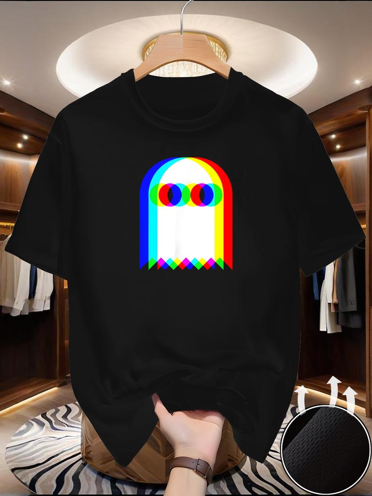 SpringSummer Cartoon Phantom Print Crew Neck ShortSleeve Pure TShirt Trendy Unisexs Y2K Style Top For Son Asian Size S5XL