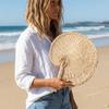 Portable Handmade Woven Straw Fans Lightweight Summer Cooling Fan  Home Decoration