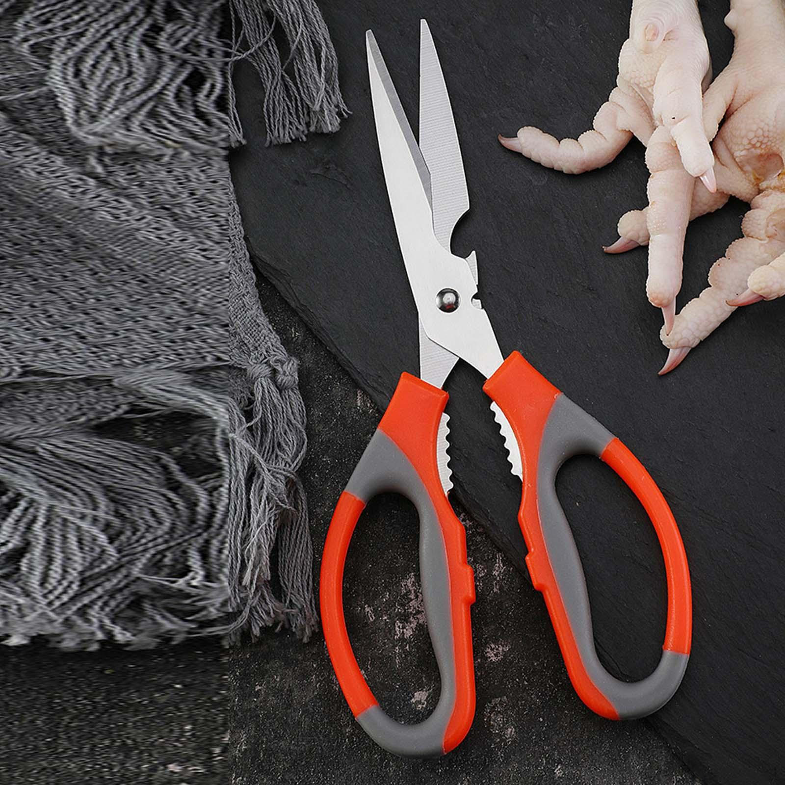 

Кухонные ножницы для барбекю, сильное нескользящее лезвие, острое мясо для приготовления пищи оранжевый