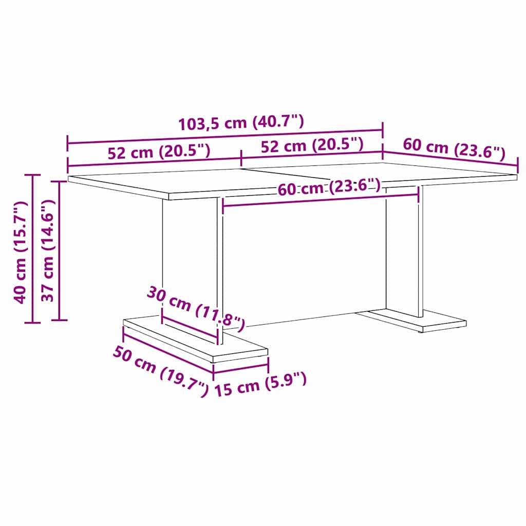 Coffee Table Black Oak Effect 103.5 x 60 x 40 cm