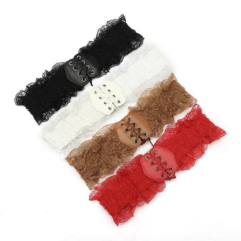 Fashion Lace Stretch Belts for Women for Wedding Dress Wide  Elastic Female Waistband Belts