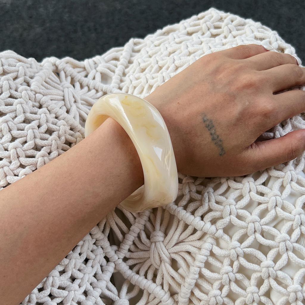 Mote Vintage Gjennomsiktig Resin Chunky Armbånd Geometrisk Uregelmessig Elastisk Bredt Armbånd Armbånd for Kvinner Menn Luksuriøse Estetiske Smykketilbehør