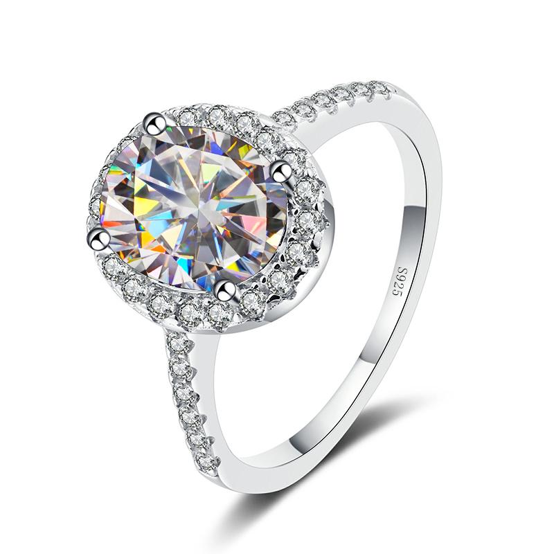 Bague Ringen New 100% 925 Sterling Silver 1 Or 2CT Oval Moissanite Gemstone Engagement Rings Fine Jewelry Diamond Rings For Women